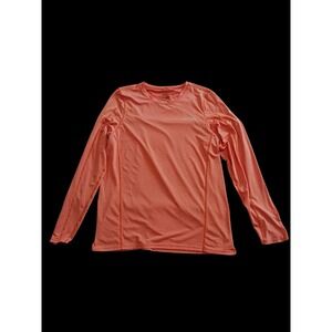 Patagonia Men's Long Sleeve Orange Shirt Size Large Polyester Spandex Blend